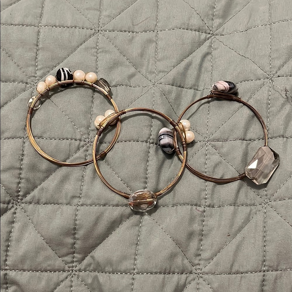 Elegant Gold and Black Beaded Bracelets